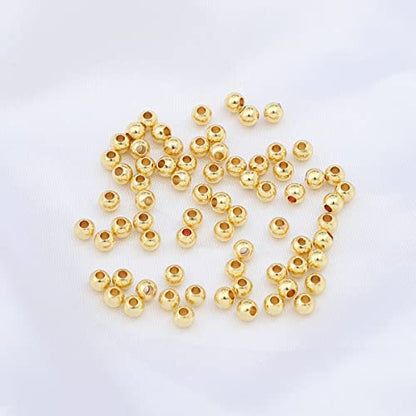 14K Gold Plated Round Spacer Beads 4mm 100pcs for Jewelry Making Findings Non Tarnish - color: 14K Gold, size: 4mm