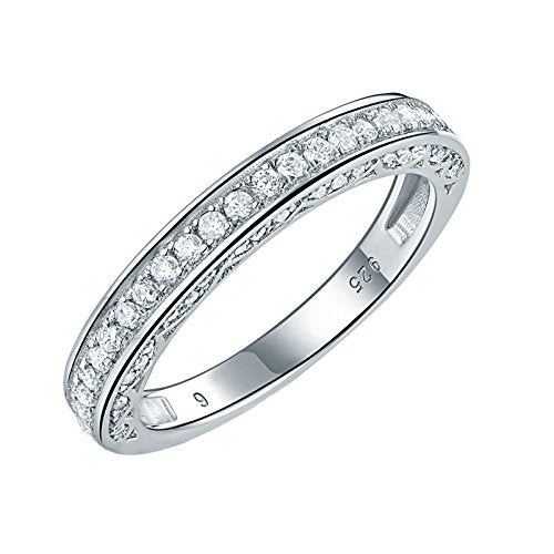 Newshe Jewellery Stackable Wedding Band Cubic Zirconia Engagement Rings for Women 925 Sterling Silver Eternity Anniversary Bridal Size 4-13