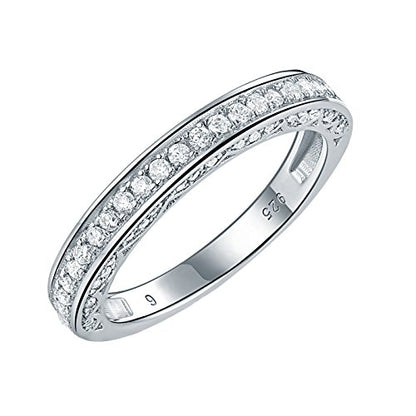 Newshe Jewellery Stackable Wedding Band Cubic Zirconia Engagement Rings for Women 925 Sterling Silver Eternity Anniversary Bridal Size 4-13