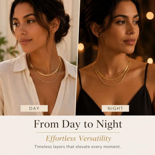 Gold Neklace Stack Dainty Gold Herringbone Necklace for Women Layered Paperclip Chain Necklaces Rhinestone Drop Simple Jewelry Gifts for Women - color: A7:chunky-2pcs