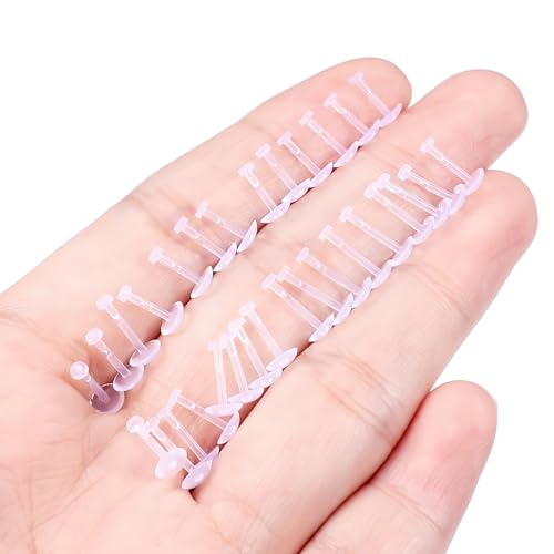 Lcolyoli 30PCS 16G 18G Clear Nose Studs Push Top Piercing Retainers 2mm Flat & Ball Top Bioflex Lip Rings Labret Retainer for Women Men 6-10mm Bar Length - color: Flat Top-30Pcs-18G-Mix Length