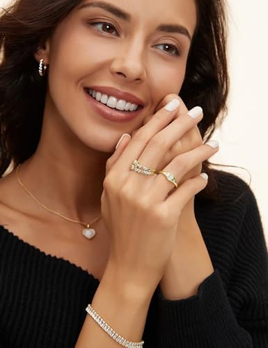 Mameloly 1.5mm 14K Gold Plated Wedding Bands for Women Dainty Stackable Thin Dot Ring Statement Ring Size 3-12 - color: Signet