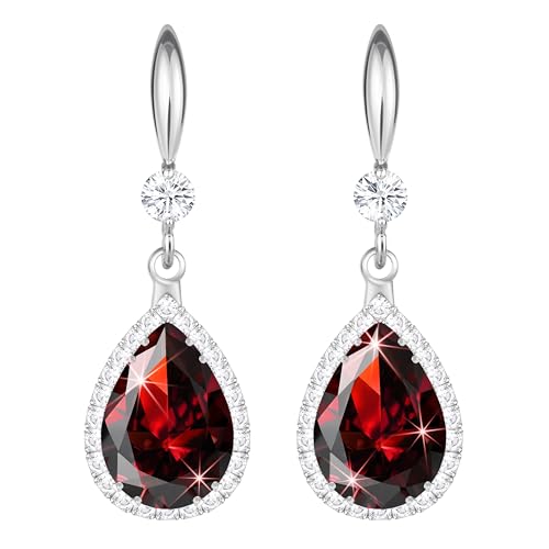 Linawe Imitation Diamond Dangle Earrings for Women Trendy, Rhinestone Drop Chandelier Earrings, Teardrop Crystal Cubic Zirconia Wedding Jewelry Set, 14K Gold/Rose Gold/Silver Tone - color: Silver,Jan