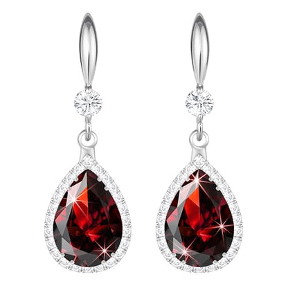 Linawe Imitation Diamond Dangle Earrings for Women Trendy, Rhinestone Drop Chandelier Earrings, Teardrop Crystal Cubic Zirconia Wedding Jewelry Set, 14K Gold/Rose Gold/Silver Tone - color: Silver,Jan