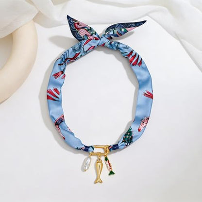 Shell Necklaces for Women Trend Boho Scarf Necklaces Ocean Mermaid Conch Seashell Necklace Summer Gold Fish Necklace Fashion Beach Jewelry - color: Scarf fish necklace