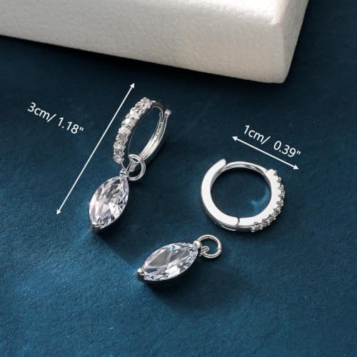 14K Gold Plated Dangle Hoop Earrings for Women | Bridal Small Dangle Gold Earrings Cubic Zirconia Huggie Drop Trendy Fashion Leopard Print Women's Jewelry - color: Silver-D
