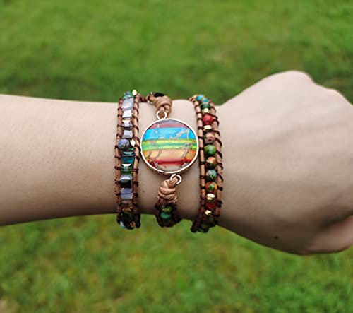 Women Wrap Bracelet Boho Natural Jasper Crystal Stone Beads Strand Bracelets - color: Style 02-Colored Agate