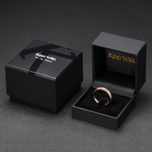 King Will Classic Tungsten Wedding Band for Men, 6/7/8/9/10mm Widths, Polished Finish Step Edge Matte Rings Comfort Fit - color: C-rose gold 4mm