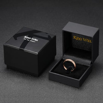 King Will Classic Tungsten Wedding Band for Men, 6/7/8/9/10mm Widths, Polished Finish Step Edge Matte Rings Comfort Fit - color: C-rose gold 4mm