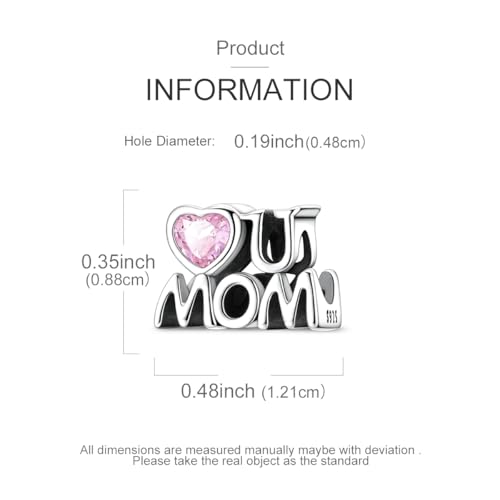 NARMO 925 Sterling Silver Charm Bead for Bracelets Silver Charms for Women - color: LOVE U MOM