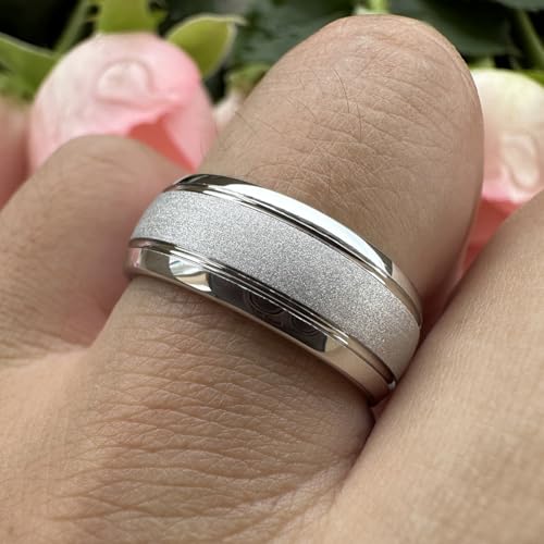 TUTISS 6mm 8mm Black/Gold/Rose Gold/White Tungsten Rings for Men Women Fashion Engagement Wedding Bands Sandblasted Finish I Love You Engraved Comfort Fit - color: 8mm White Tungsten I Love You