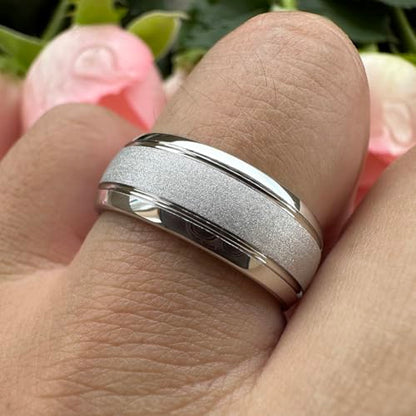 TUTISS 6mm 8mm Black/Gold/Rose Gold/White Tungsten Rings for Men Women Fashion Engagement Wedding Bands Sandblasted Finish I Love You Engraved Comfort Fit - color: 8mm White Tungsten I Love You