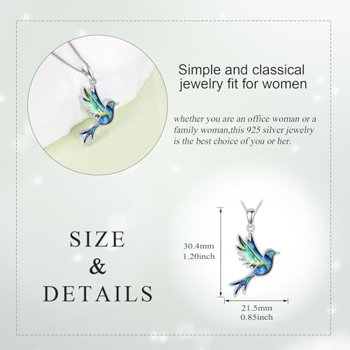 Hummingbird Necklace for Women 925 Sterling Silver Hummingbird Jewelry Bird Pendant Birthday Gifts for Her