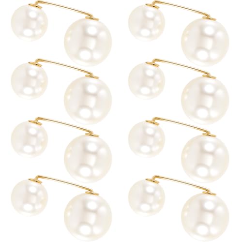 Pearl Brooches Pins, Faux Pearl Sweater Shawl Clip - color: Beige, 8pcs, style 2