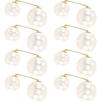 Pearl Brooches Pins, Faux Pearl Sweater Shawl Clip - color: Beige, 8pcs, style 2
