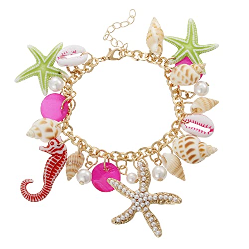 RUOFFETA Shell Starfish Necklace Bracelet Conch Statement Chunky Necklace Mermaid Costume Jewelry Beach Jewelry for Women - style: Bracelet 2
