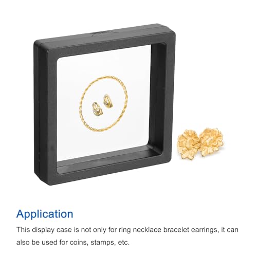 MECCANIXITY Floating Frame Display Holder Stand 3D Jewelry Display Boxs 3.54 x 3.54 x 0.79 Inch Black for Ring Necklace Bracelet Earring Pack of 2 - color: Black, size: 3.54 x 3.54 x 0.79 inch