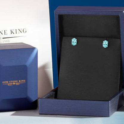 Gem Stone King Oval Gemstone Birthstone Stud Earrings for Women Men | Oval Cut 7X5MM | Fine Jewelry Gifts for Mom Dad Wife Him Her - style: Apatite
