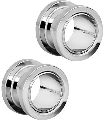 Forbidden Body Jewelry 1.2mm - 16mm Surgical Steel Ear Gauges Screw Fit Tunnels, Tunnel Plug Earrings Sold as a Pair - style: 11mm (7/16 Inch)