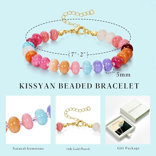 KissYan Beaded Bracelets for Women, Natural Gemstone Boho Bracelet | Colorful Handmade Stone Bead Bracelet for Summer Beach Wear, Dopamine Jewelry Gifts - style: 02-Fantasy