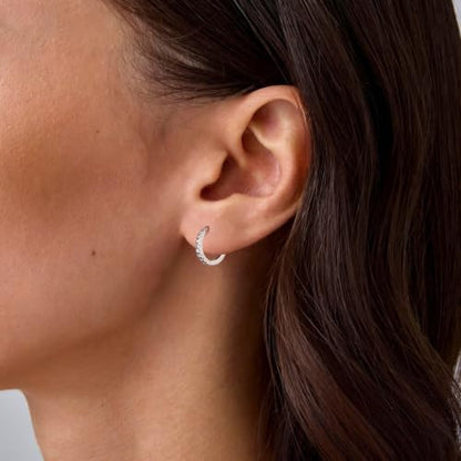 micuco 3 Pairs Small Hoop Earrings Tiny Cartilage Earrings for Women Men | Cubic Zirconia Earrings Huggie Hoop Ear Piercing Earrings for 8mm 10mm 12mm - color: 18# Silver 12mm