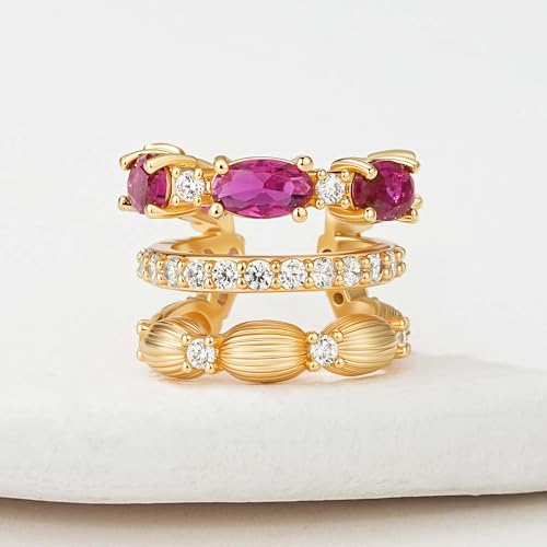 Ear Cuffs Non Piercing for Women 14K Gold Plated Ear Cuff Earrings Colorful Cubic Zirconia Paved Trendy Cartilage Earring Jewelry | Single - color: Rose
