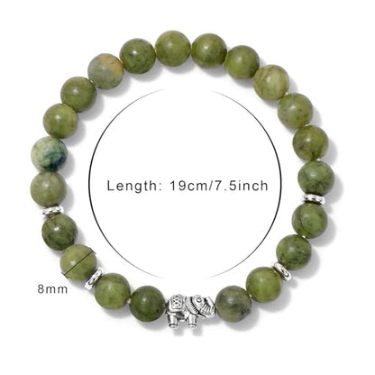 Healing Bracelet For Women Anxiety Beaded Bracelets Jewelry Healing Stone Crystal Bracelet Stress Relief Yoga Beads Chakra Bracelets Gifts For Women pink - color: Green Jade