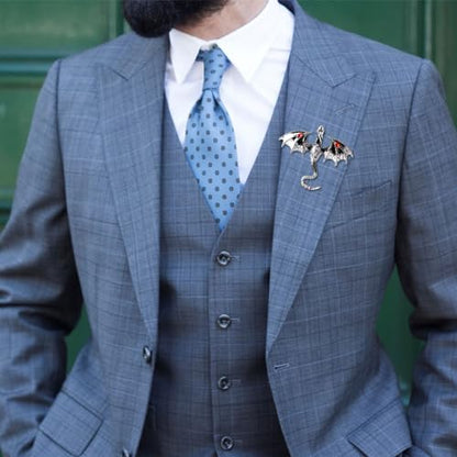 Collar Chain Pin for Men and Women - Hanging Tassel Brooch Lapel Pin for Business Suits - Bar Pin With Long Chain - Gifts - color: O: Dragon brooch gray