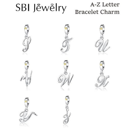 Silver Initial A-Z Letter Charm Compatible Pandora Charm Bracelets for Women Jewelry - style: C