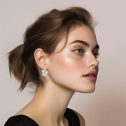 Rhinestone Stud Earrings for Women Small Dainty Crystal Cluster Drop Earrings for Girls Cute Costume Jewelry for Bridal Wedding Party Gift - color: AB