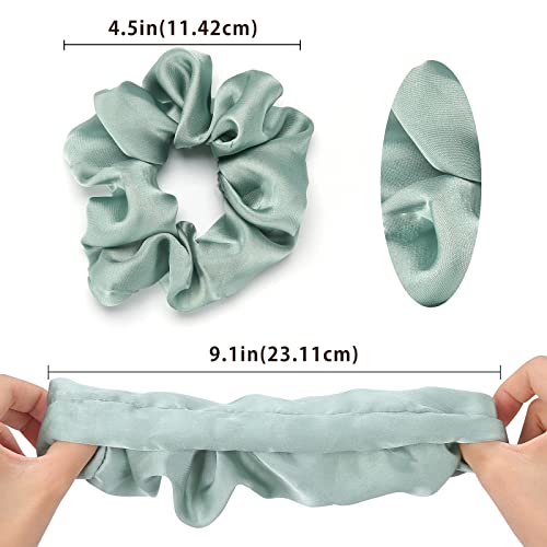 Lolalet Scrunchies for Women, Satin Hair Scrunchies Softer Than Silk Hair Ties for Hair Sleep, Big Scrunchy Ponytail Holder with Elastic Hair Bands for Girls Thick Thin Curly Hair -6 Pack, Style B - color: 4 - Satin/Purple, Green, White, Khaki, Brown, Bla