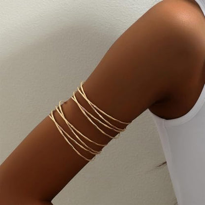 Harry and Henry Arm Cuff Gold Upper Arm Jewelry for Women Adjustable Open Cuff Bangle Bracelets Armband Jewelry Summer Outfits for Women 2026 - color: B:2Pcs Gold Arm Cuff