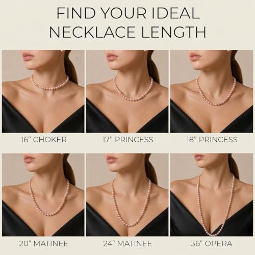 The Pearl Source Real Freshwater Pearl Necklace for Women, Genuine Cultured Freshwater Pearls, Fine Jewelry Gift