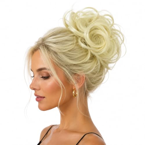 CAISHA Small Scrunchy Updo Hairpiece Ponytail Extensions Hair Tie Platinum Blonde G16C - color: platinum blonde #613 G16C