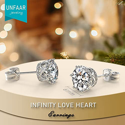 Round Cut Cubic Zirconia Stud Earrings for Men Women | Brilliant CZ Simulated Diamond, 18K White Gold Plated Sterling Silver, Hypoallergenic - color: Silver