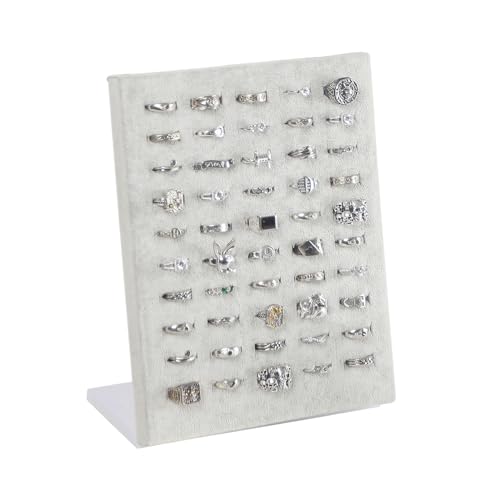 Coward Velvet Ring Holder Stand, 50 Slots Jewelry Ring Display Storage Holder, Finger Jewelry Pad Showcase Organizer for Home or Store Sell Show (Gray Velvet) - color: Gray Velvet, size: 1 pc