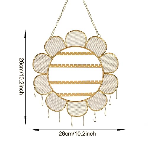 Flower Shaped Earring Holder Wall Mounted Earring Rack Hanging Jewelry Organizer Wall Necklaces Storage Grid Shape Jewelry Display Stand for Stud Earring Bracelets