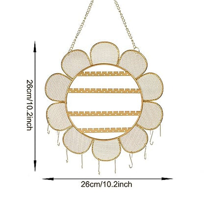 Flower Shaped Earring Holder Wall Mounted Earring Rack Hanging Jewelry Organizer Wall Necklaces Storage Grid Shape Jewelry Display Stand for Stud Earring Bracelets