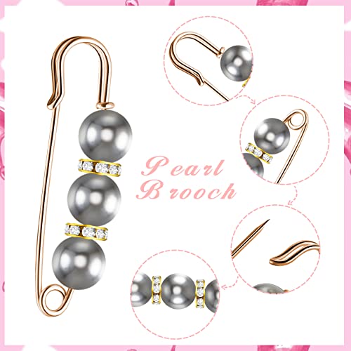 Hicarer 18 Pcs Pearl Safety Pin Brooches for Women Decorative Safety Pins for Clothing Sweater Shawl Clips Pant Waist Tightener Cardigan Collar Clips(Elegant Style) - style: Elegant Style