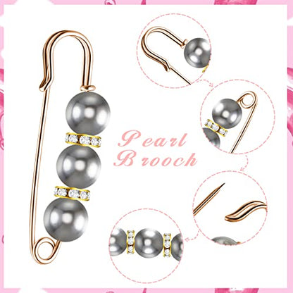 Hicarer 18 Pcs Pearl Safety Pin Brooches for Women Decorative Safety Pins for Clothing Sweater Shawl Clips Pant Waist Tightener Cardigan Collar Clips(Elegant Style) - style: Elegant Style