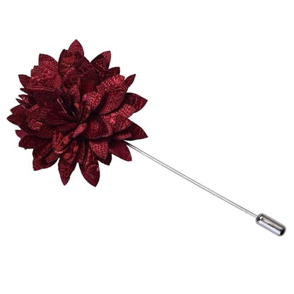 GUSLESON 3.15"（8cm） Mens Paisley Tie and Lapel Pin Necktie Hankerchief Cufflinks Set for Men - color: Burgundy