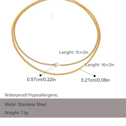 Layered Gold Necklaces for Women14K Gold Planted Non Tarnish | Cuban, Herringbone,Figaro,Paperclip Chain Layering Stack Choker Necklace , Trendy Jewelry Gift for Women - color: D