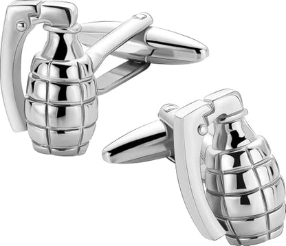 HAWSON Various Unique Cuff Links Mens, Animal/Tactical/Music/Holiday/Cufflinks, Themed Wedding Dinner Party Gift Suit Accessories - style: Grenade