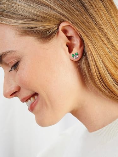 ChicSilver 925 Sterling Silver Bow/Butterfly Earrings for Women Hypoallergenic Birthstone Earrings Dainty Bow/Butterfly Jewelry Gift for Women - color: Bow-May-Emerald