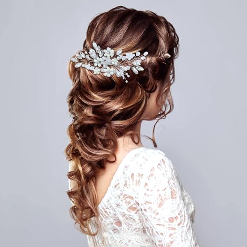 inSowni 17 Pieces Silver Metal Crystal Rhinestone Pearl Bridal Wedding Hair Side Combs Slides+U-shaped Flower Hair Pins+Pearl Twist Spiral Pearl Hairpins for Brides Bridesmaids Women Girls - color: Silver