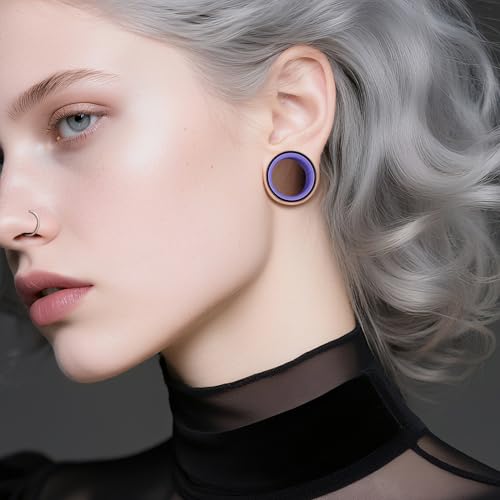 DOEARKO 2Pcs Ear Gauges Hollow 316L Stainless Steel Double Flared Ear Plugs Tunnels Stretcher Body Piercing Earring Jewelry for Women Men 2G(6mm)-1"(25mm) - color: B&P, size: 16mm(5/8")