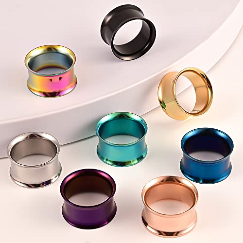 DOEARKO Set of 16 pcs Large Double Flare Ear Gauges 316L Stainless Steel Hypoallergenic Ear Plugs Tunnels Gauges for Ears Expander Body Jewelry - size: 16mm(5/8")