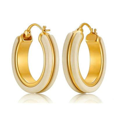 14K Gold Plated Chunky Hoop Earrings for Women Vintage Leopard Print Hoops Large Round Hoop Earrings Jewelry - style: Hoop K