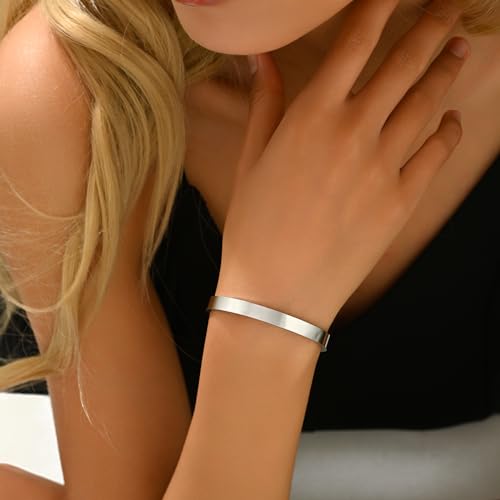 Gold Bangle for Women 18K Gold Plated Bamboo Heart Star Labyrinth Bangle Bracelets Dainty Stainless Steel Jewelry Gifts - color: Bangle-White Gold