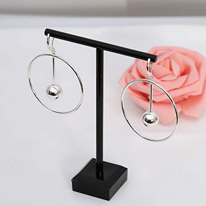Dangle Hoop Earrings for Women, 14k Gold/Silver Plated High Polished Cute & Aesthetic Earrings for Women - color: Silver-01